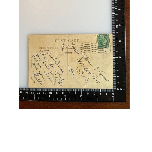 Antique 1922 Ephemera Postcard Birthday Wishes Litho Country Scene Man Woman SEE - Picture 3 of 7